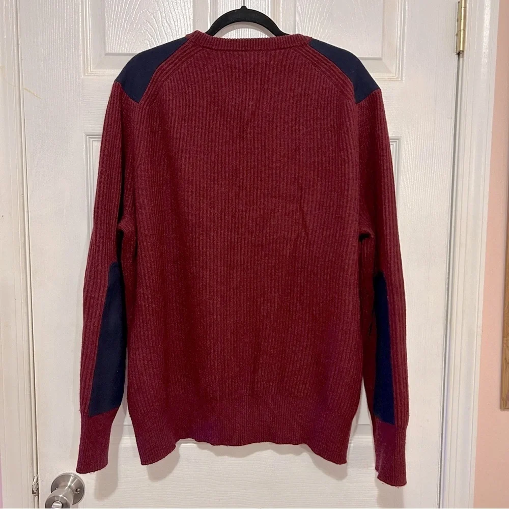 Banana Republic Sweater Men's Shoulder and Elbow Patches Red Navy Size XL
